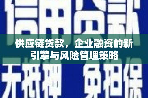 安顺供应链贷款，企业融资的新引擎与风险管理策略