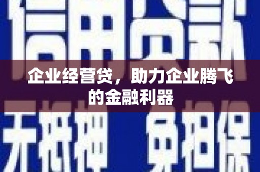 安顺企业经营贷，助力企业腾飞的金融利器